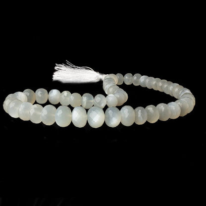9mm - 14mm White Moonstone faceted rondelles 16 inch 48 beads A