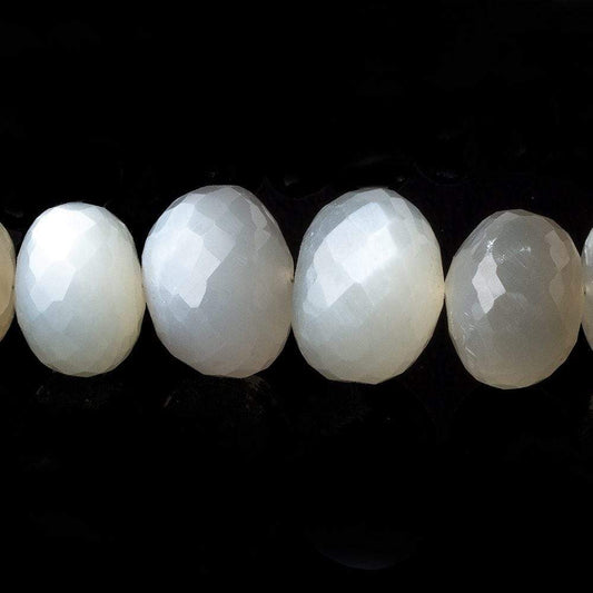 9mm - 16.5mm Sage Moonstone faceted rondelles 16 inch 47 beads A