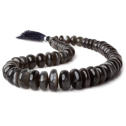 9mm - 18mm Platinum Grey Moonstone plain rondelles 16 inch 50 beads AA