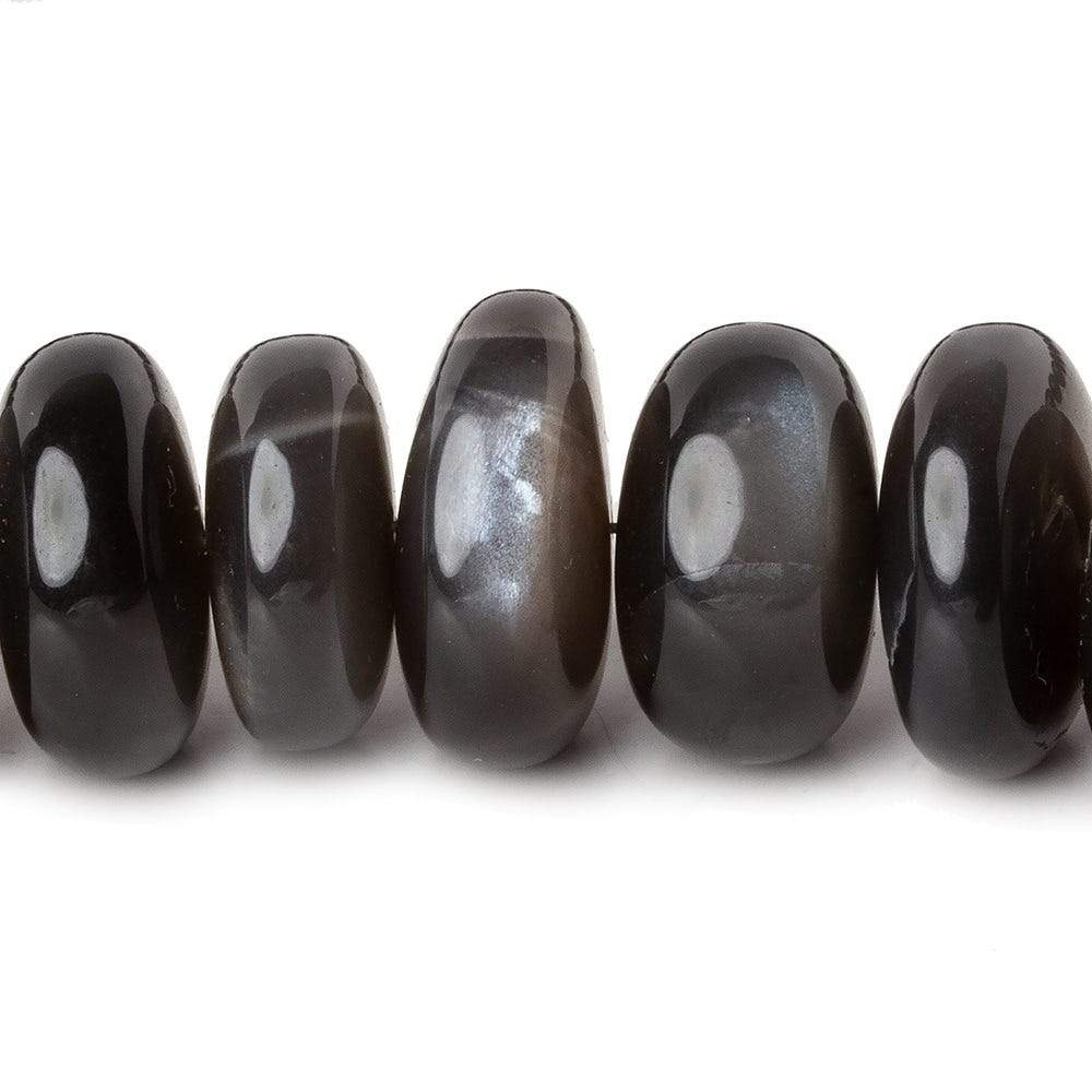 9mm - 18mm Platinum Grey Moonstone plain rondelles 16 inch 50 beads AA