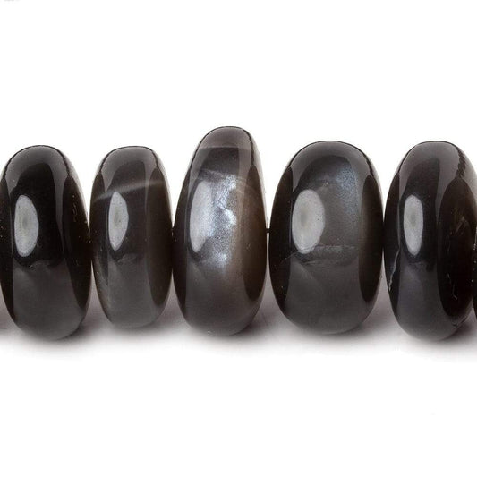 9mm - 18mm Platinum Grey Moonstone plain rondelles 16 inch 50 beads AA