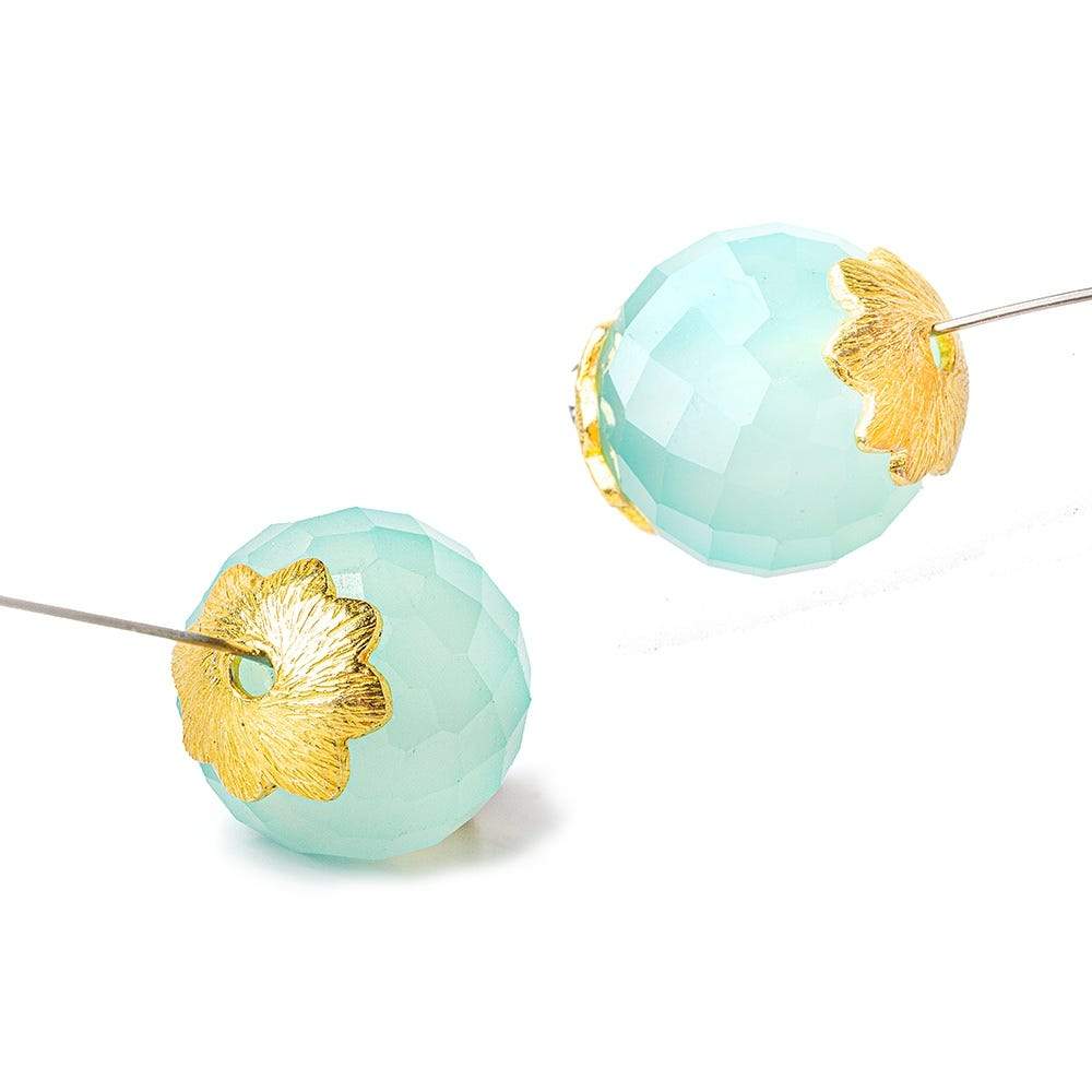 9mm 22kt Gold Plated Copper Bead Cap Scalloped Edge Brushed Flower 8 inch 82 pieces