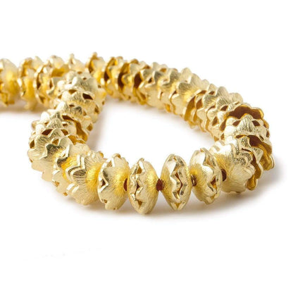 9mm 22kt Gold Plated Copper Bead Cap Scalloped Edge Brushed Flower 8 inch 82 pieces