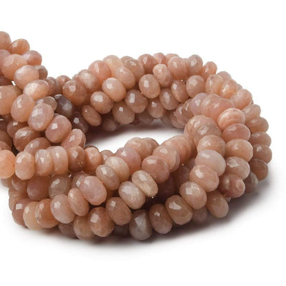 9mm Angel Skin Peach Moonstone faceted rondelle beads 13 inch 55 pieces A