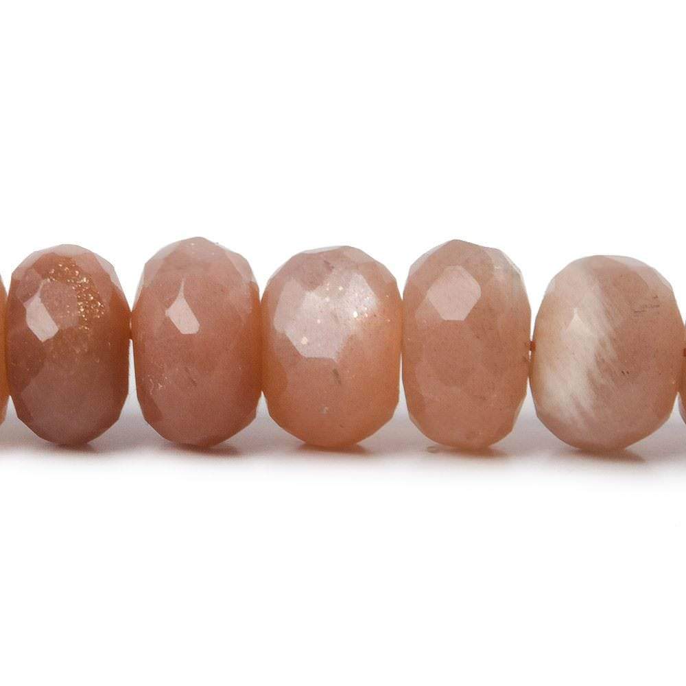 9mm Angel Skin Peach Moonstone faceted rondelle beads 13 inch 55 pieces A