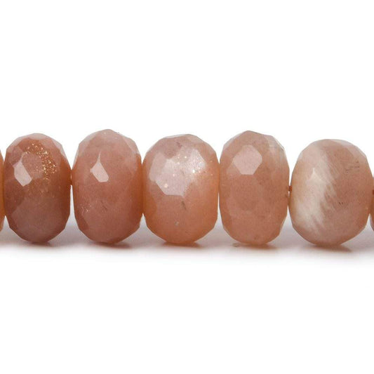 9mm Angel Skin Peach Moonstone faceted rondelle beads 13 inch 55 pieces A