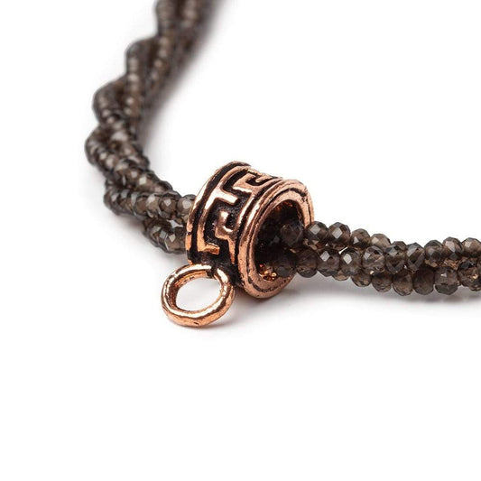 9mm Antiqued Copper Greek Key Circular Bail 6mm Id Set of 3