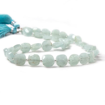 9mm Aquamarine faceted pillow beads 14 inch 33 pieces