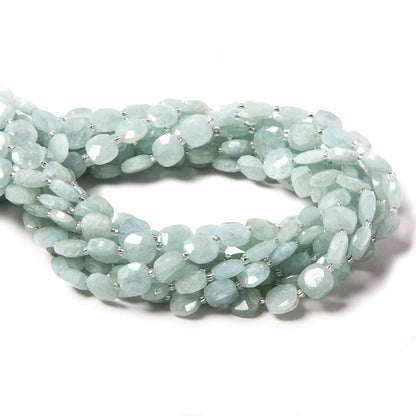 9mm Aquamarine faceted pillow beads 14 inch 33 pieces