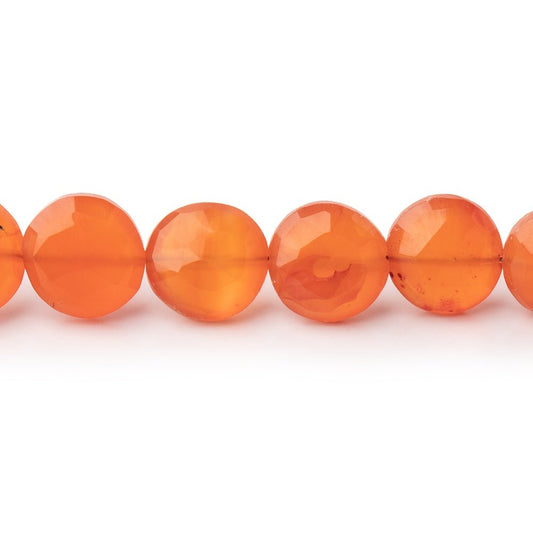 9mm Carnelian Faceted Coin Beads 7 inch 18 pieces
