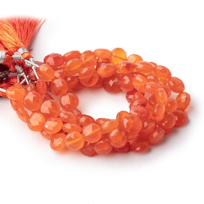 9mm Carnelian Faceted Coin Beads 7 inch 18 pieces