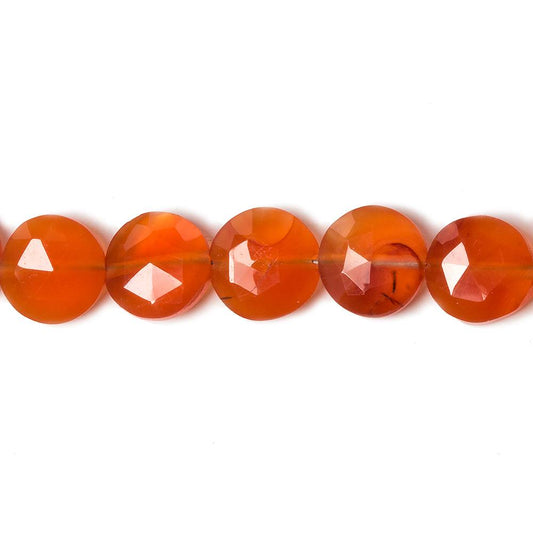 9mm Carnelian faceted coin beads 8 inch 23 pieces