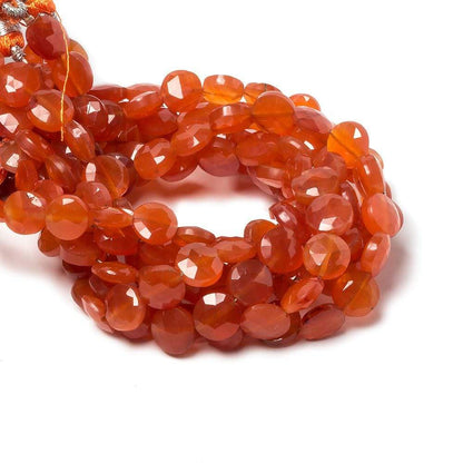 9mm Carnelian faceted coin beads 8 inch 23 pieces