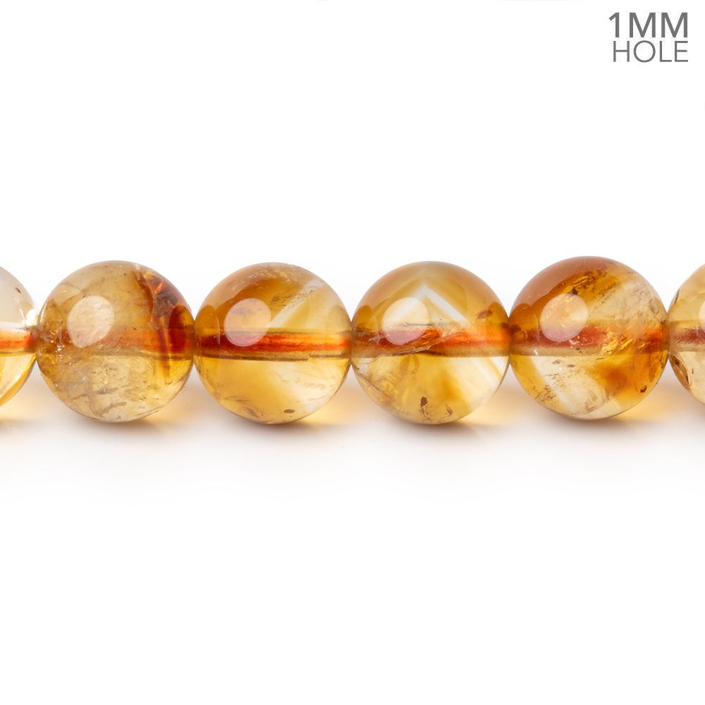 9mm Citrine Plain Rounds 15 inch 43 Beads with 1mm Drill Holes AA