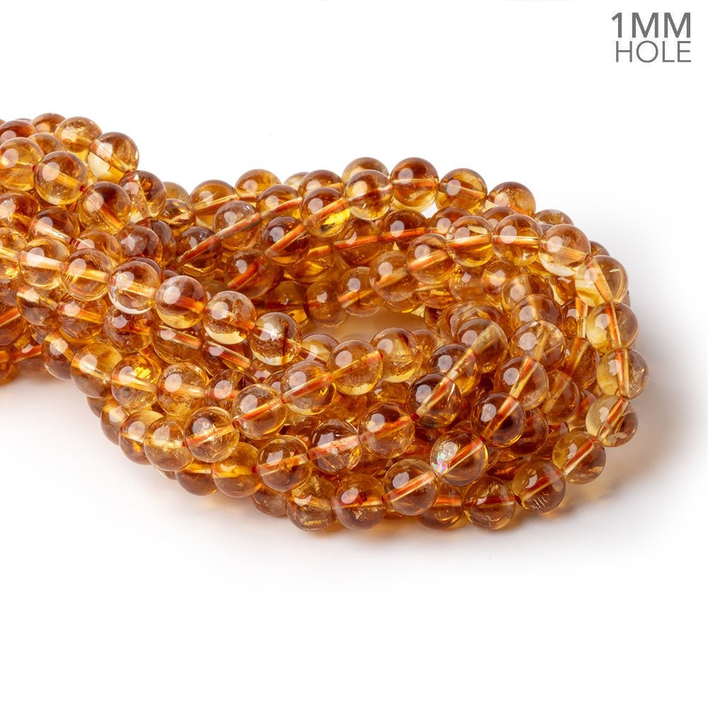 9mm Citrine Plain Rounds 15 inch 43 Beads with 1mm Drill Holes AA
