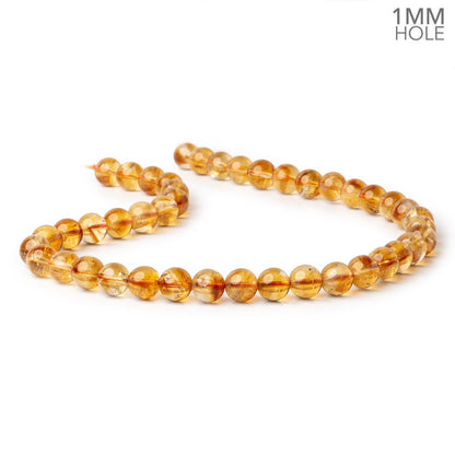 9mm Citrine Plain Rounds 15 inch 43 Beads with 1mm Drill Holes AA