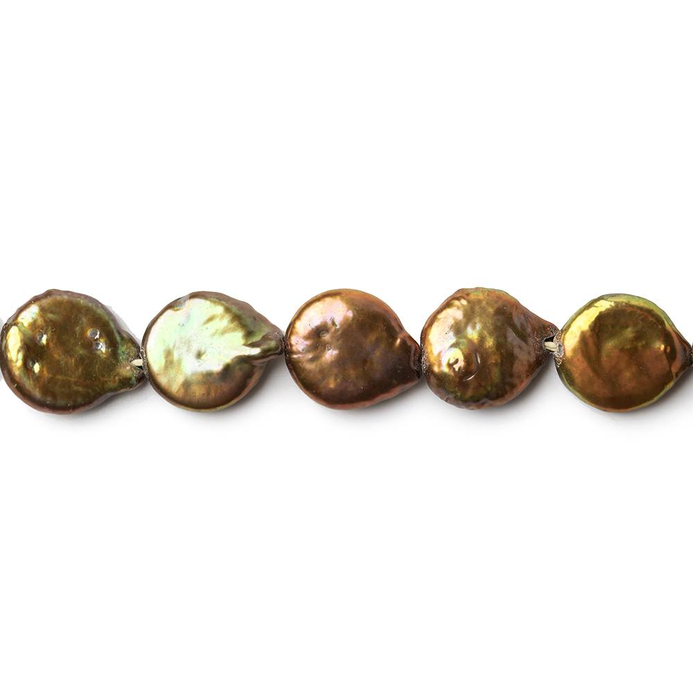 9mm Copper Brown Coin Freshwater Pearl Strand,38 pieces