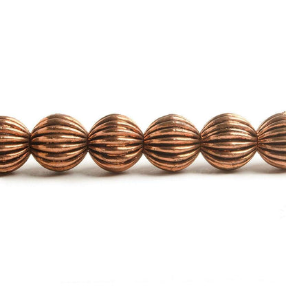 9mm Copper Corrugated Round Bead with 3mm I.D 8 inch 23 pcs