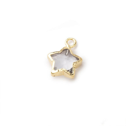 9mm Gold Leafed Crystal Quartz Faceted Star Focal Pendant 1 piece