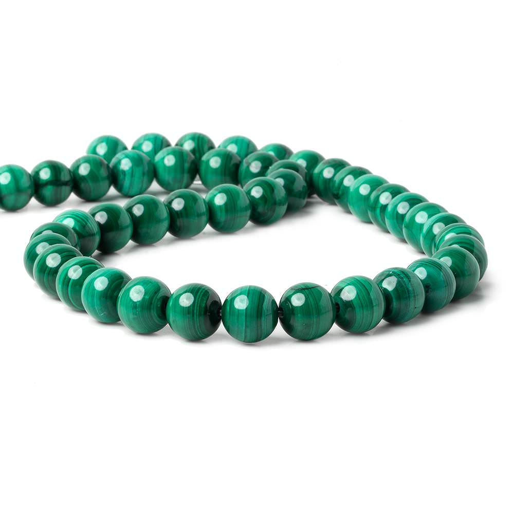 9mm Malachite Plain Rounds 16 inch 45 beads AA