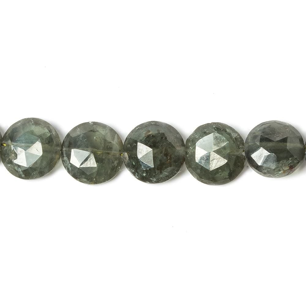 9mm Moss Aquamarine faceted coin beads 8 inch 23 pieces
