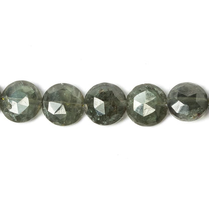 9mm Moss Aquamarine faceted coin beads 8 inch 23 pieces