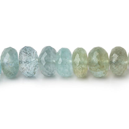9mm Multi Beryl & Aquamarine Faceted Rondelles 15.75 inch 78 beads AA