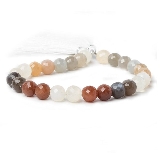 9mm Multi Color Moonstone Faceted Round 9.5 inch 26 Beads AAA