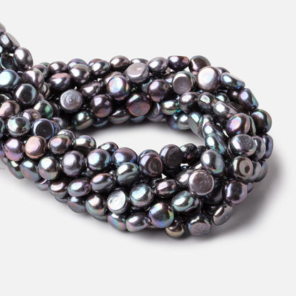 9mm Peacock Navy Button Freshwater Pearls 16 inch 45 pieces