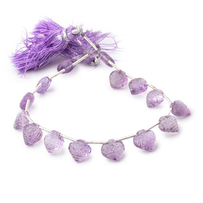 9mm Pink Amethyst Carved Heart Beads 8 inch 16 pieces
