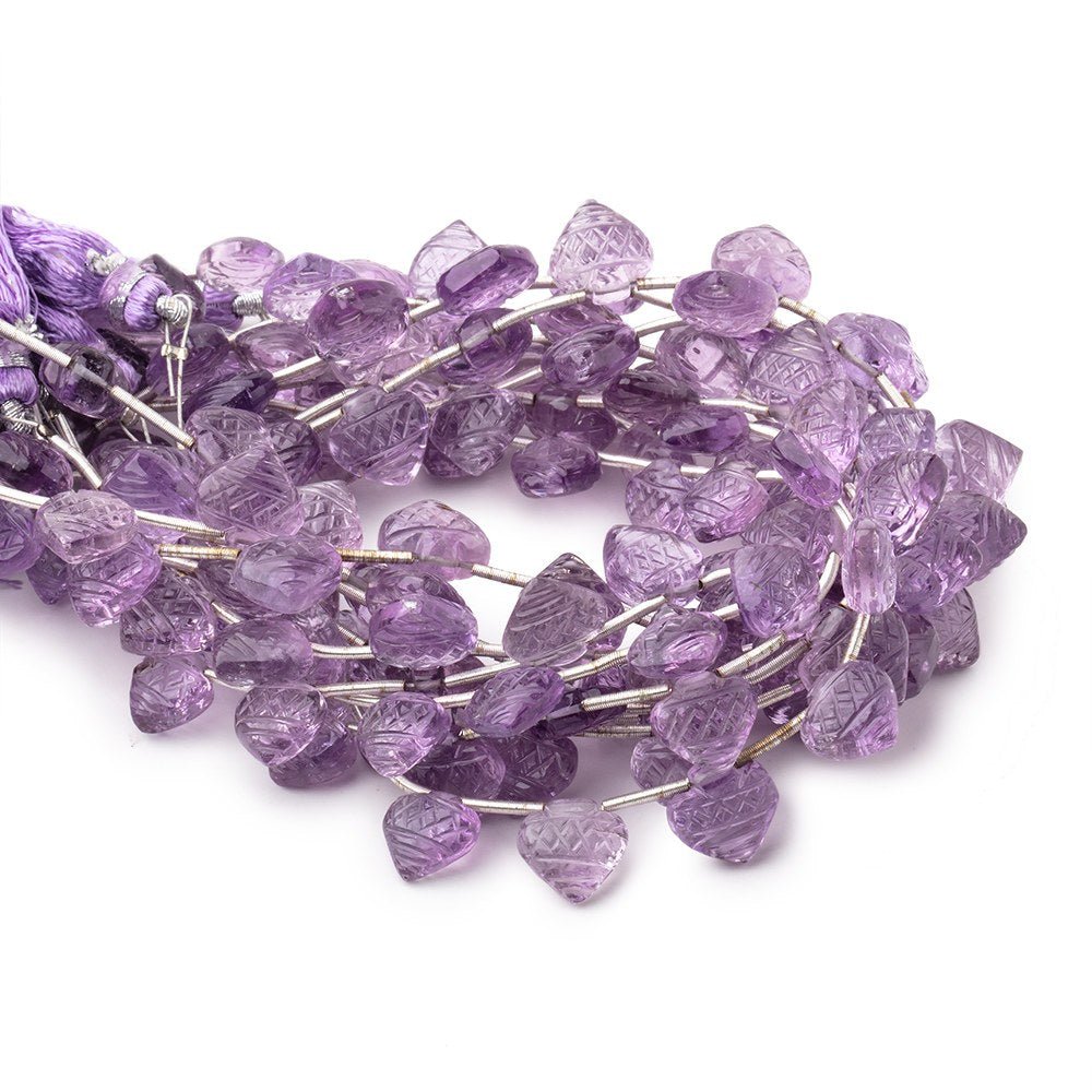 9mm Pink Amethyst Carved Heart Beads 8 inch 16 pieces