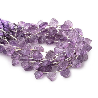 9mm Pink Amethyst Carved Heart Beads 8 inch 16 pieces