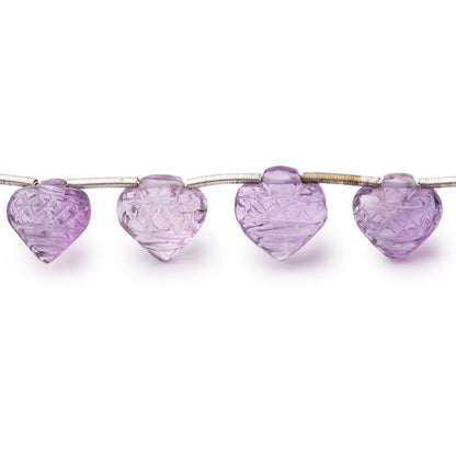 9mm Pink Amethyst Carved Heart Beads 8 inch 16 pieces