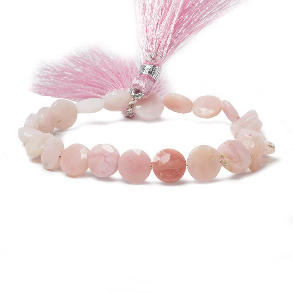 9mm Pink Peruvian Opal faceted coin beads 8 inch 23 pieces