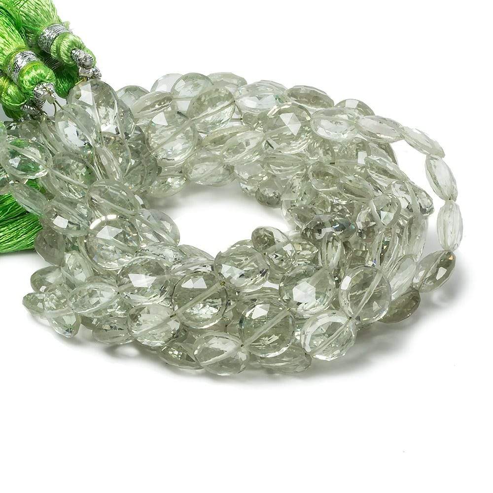 9mm Prasiolite faceted coin beads 8 inch 23 pieces