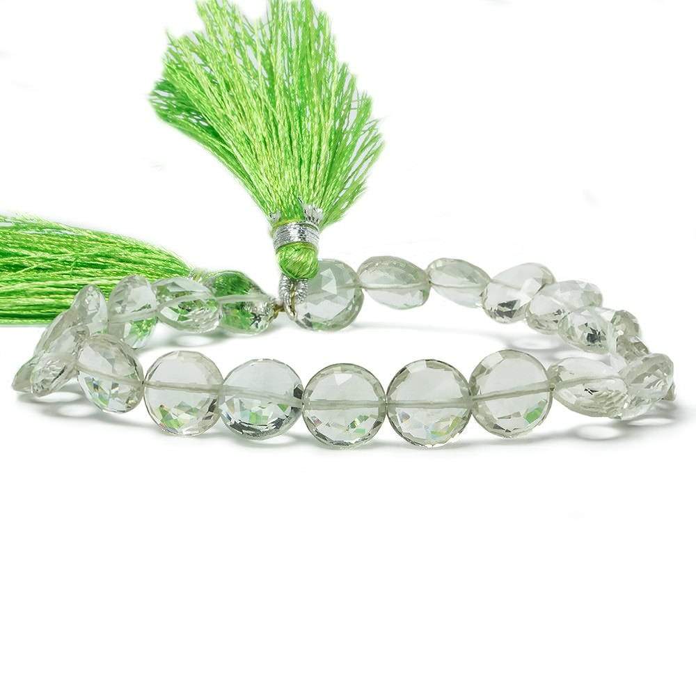 9mm Prasiolite faceted coin beads 8 inch 23 pieces