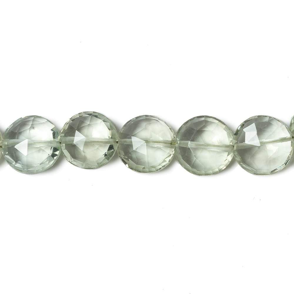 9mm Prasiolite faceted coin beads 8 inch 23 pieces