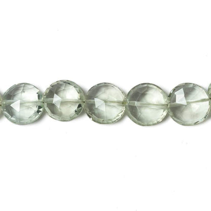 9mm Prasiolite faceted coin beads 8 inch 23 pieces