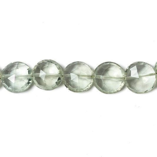 9mm Prasiolite faceted coin beads 8 inch 23 pieces