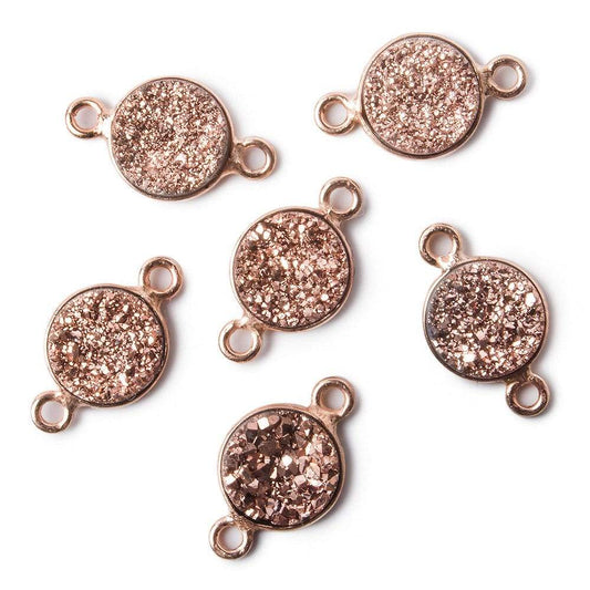 9mm Rose Gold Bezel Metallic Rose Drusy Coin Connector 1 piece