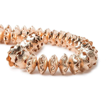 9mm Rose Gold plated Copper Brushed Flower Bead Cap 8 inch 84 pcs