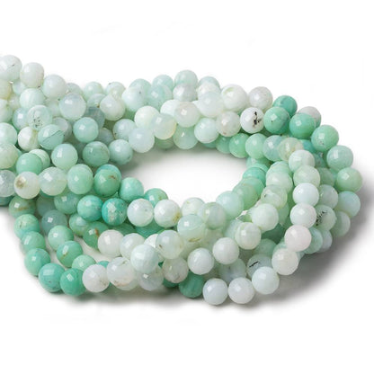 9mm Shaded Blue Perivian Opal faceted round beads 14 inch 39 pieces