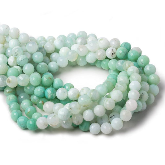 9mm Shaded Blue Perivian Opal faceted round beads 14 inch 39 pieces