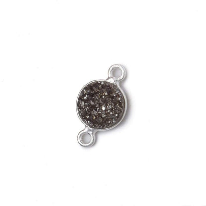9mm Silver .925 Bezel Metallic Platinum Drusy Coin Connector 1 piece