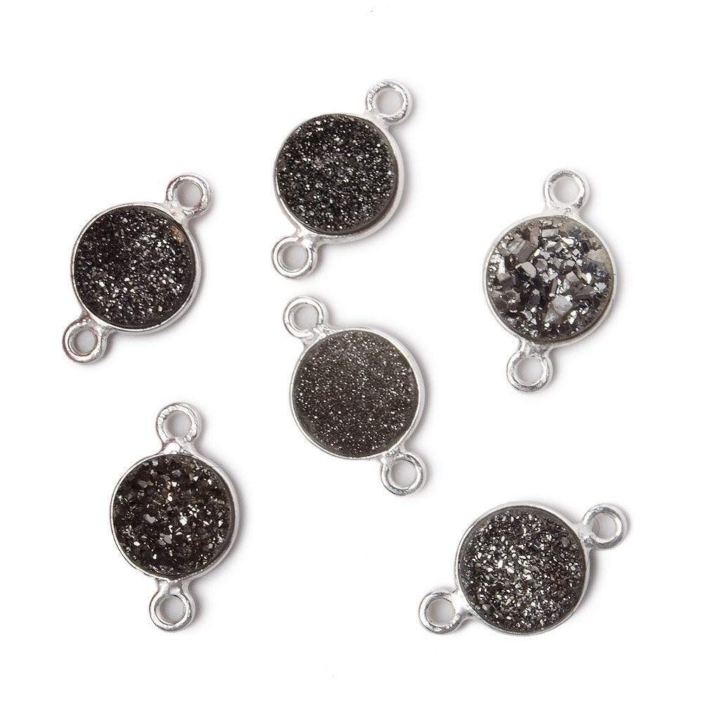 9mm Silver .925 Bezel Metallic Platinum Drusy Coin Connector 1 piece