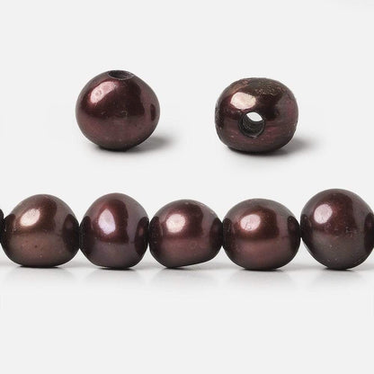 9mm Strawberry Chocolate   Baroque 2.5mm large hole Pearls 15 in. 44 pcs