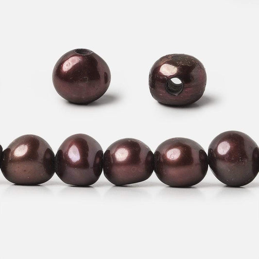 9mm Strawberry Chocolate   Baroque 2.5mm large hole Pearls 15 in. 44 pcs