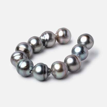 9mm Tahitian 2mm Large Hole Saltwater Pearls 4 inch 10 Beads A