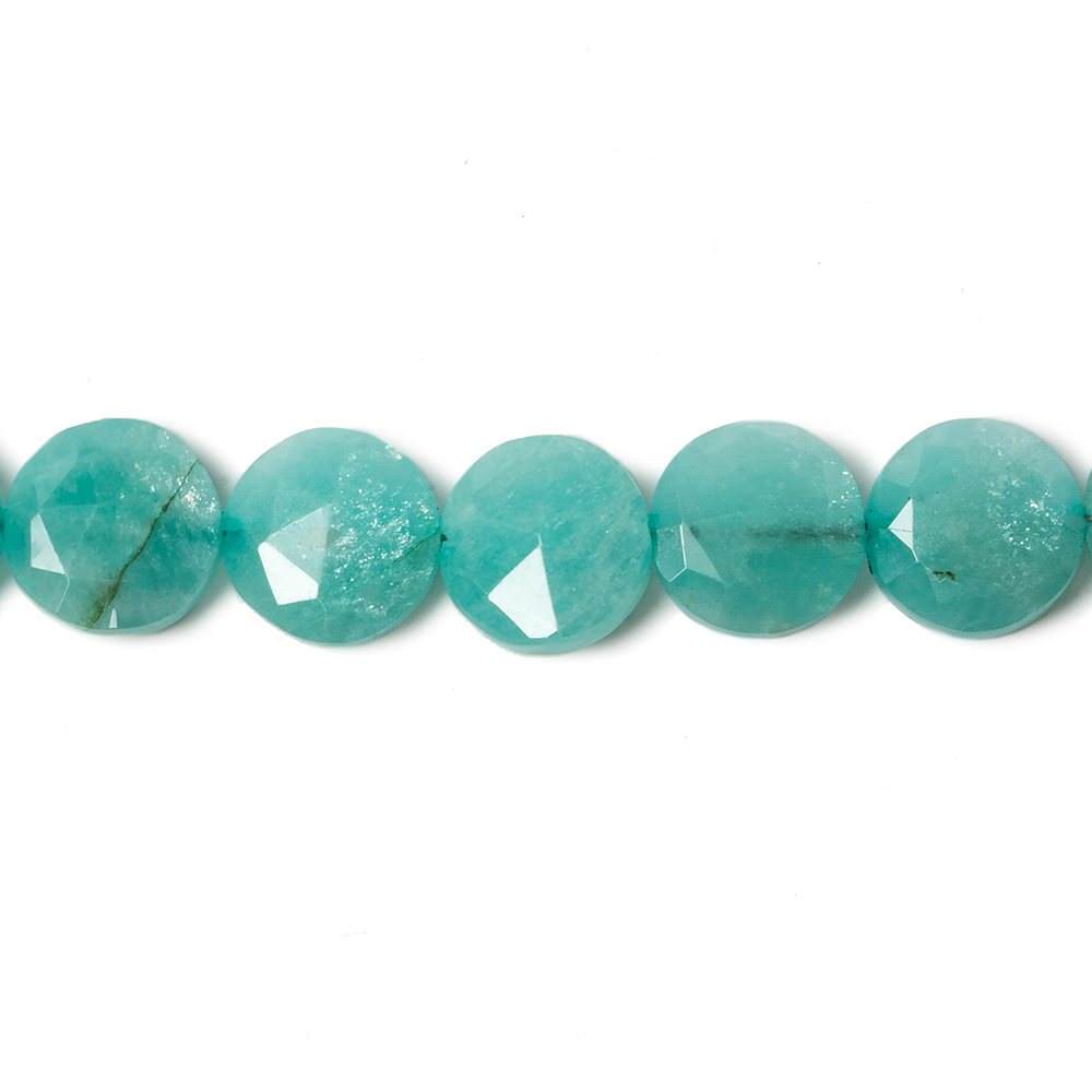 9mm Teal Amazonite faceted coin beads 8 inch 23 pieces