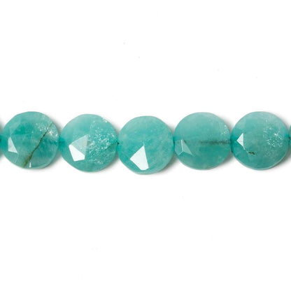 9mm Teal Amazonite faceted coin beads 8 inch 23 pieces